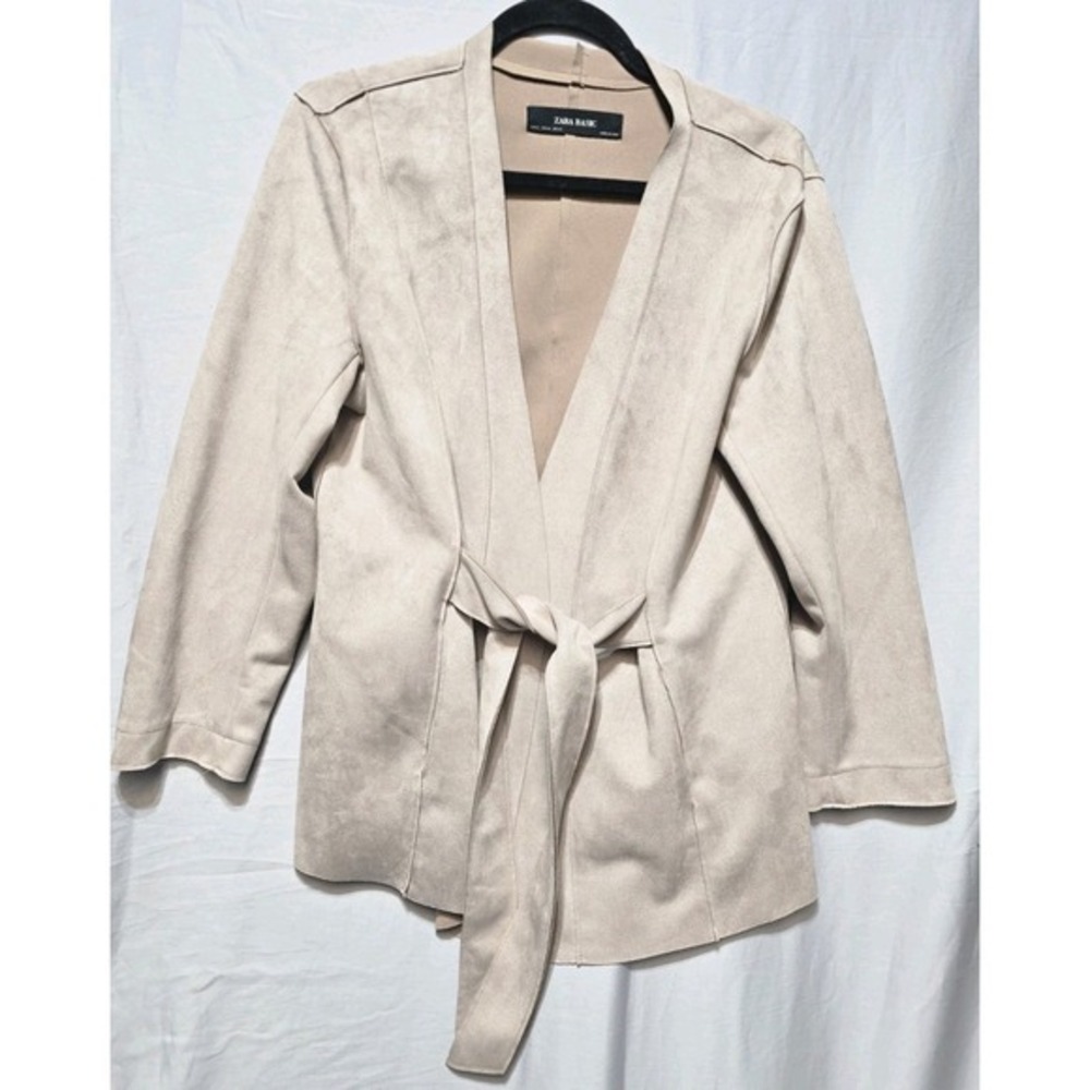 Zara Suede Jacket Women's Size‎ XL Brown Tie